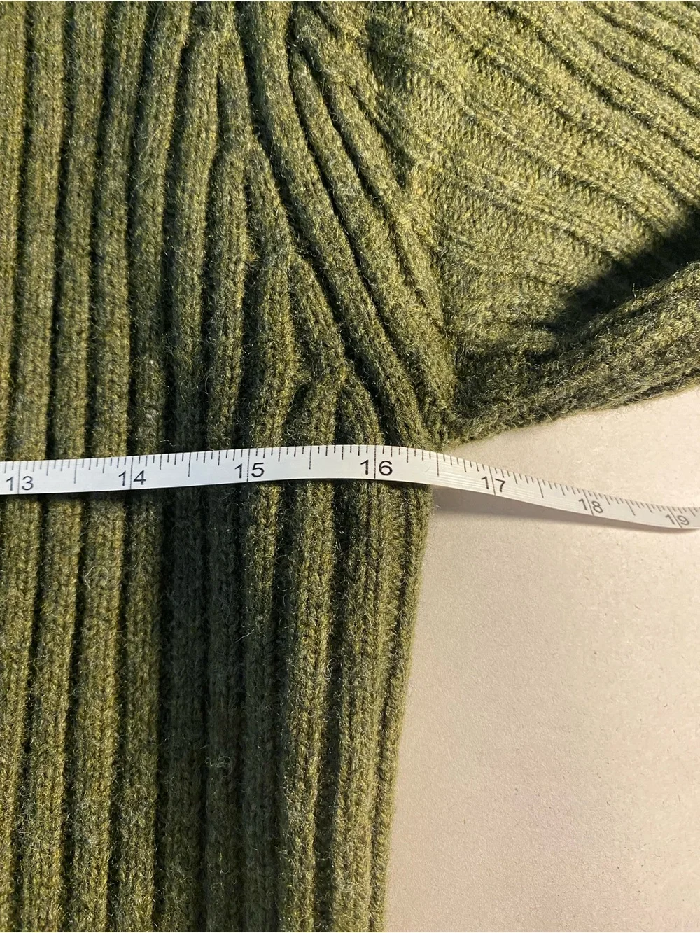 LL Bean Commando Olive Green Knit Zip-Up Lambswool Sweater Jacket